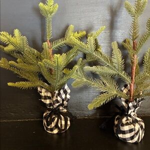 Two Buffalo Check Faux Pine Trees Holiday Decor